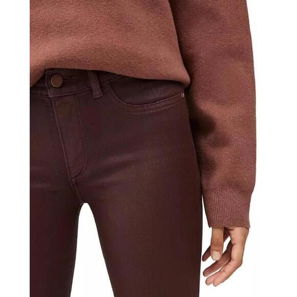 DL1961 Florence Mid Rise Coated Skinny Denim Jeans Women's Size 25 Dark Sequoia - Picture 4 of 5